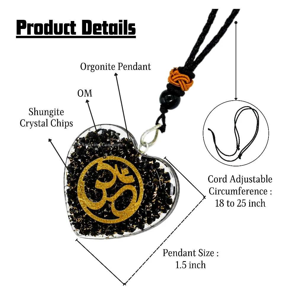 Shungite Necklace - Om (Heart)