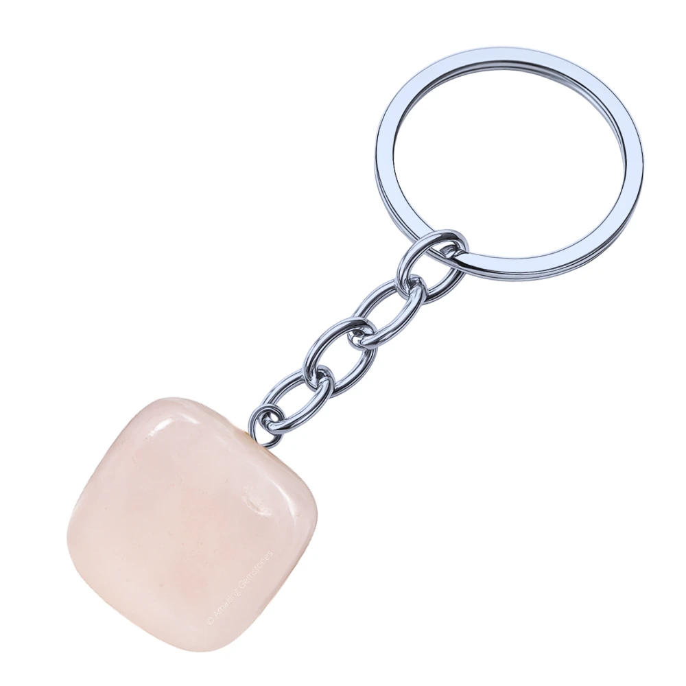 Rose Quartz Keychain Keys Holder (Tumble)