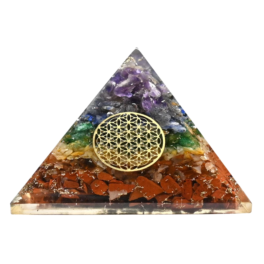 Natural Chakra Orgone Pyramid - Flower of Life