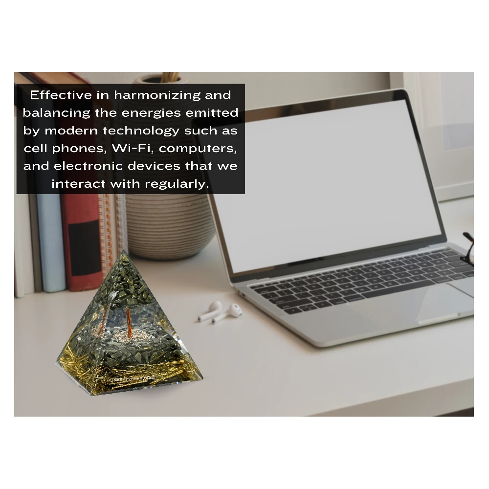 Pyrite Crystal Orgone Pyramid with Pyrite Tree - 70 mm