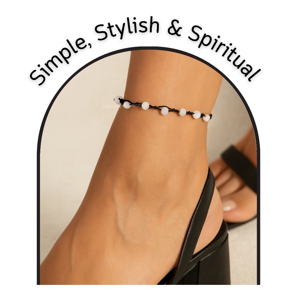 Rainbow Moonstone Anklet (Hand Knotted)