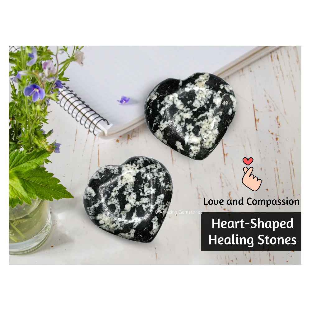 Black and White Tourmaline Heart