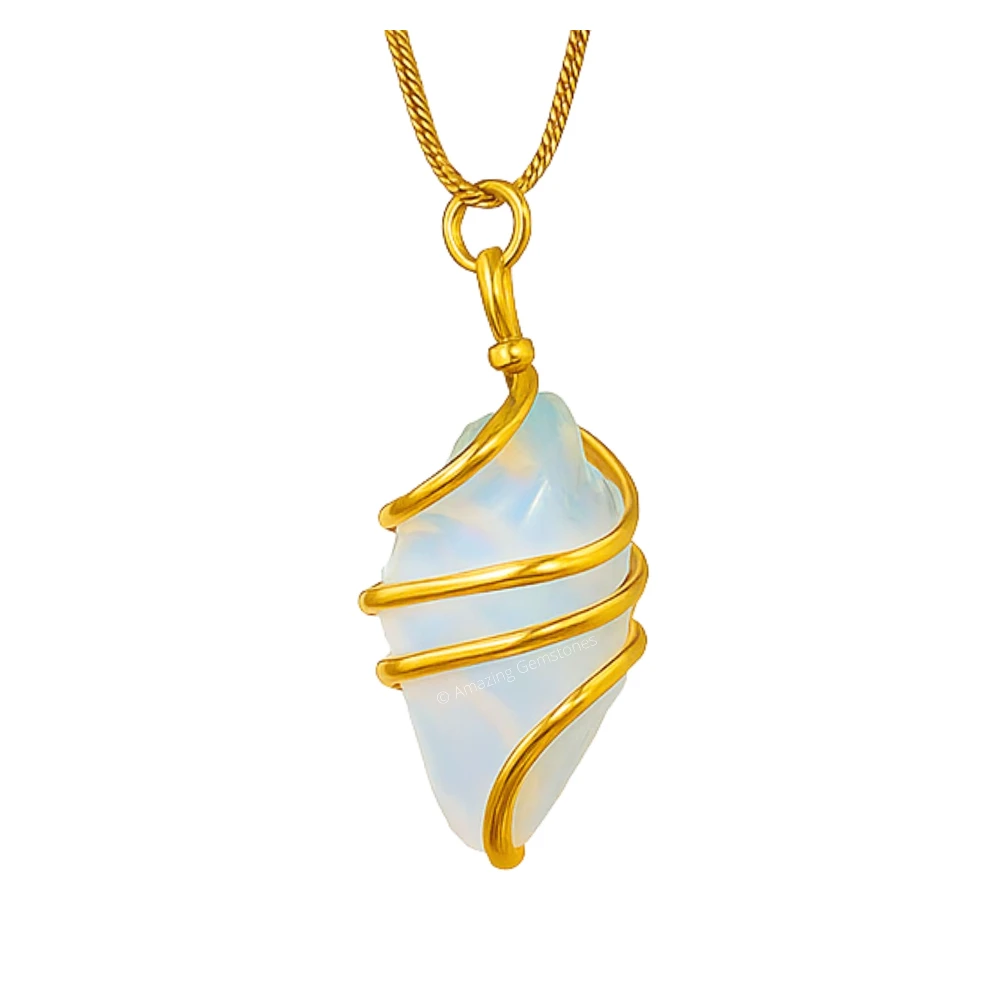 Opalite Necklace - Raw Crystal (Gold)