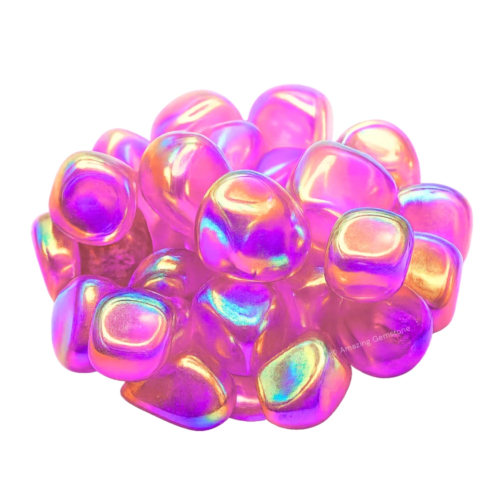 Tumbled Rose Aura Quartz Crystals (1000+ Carats)