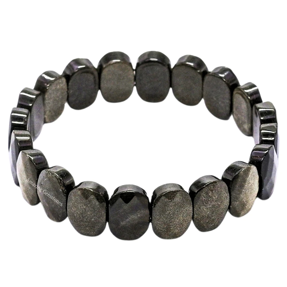 Golden Sheen Obsidian Faceted Bracelet - Oval Stone