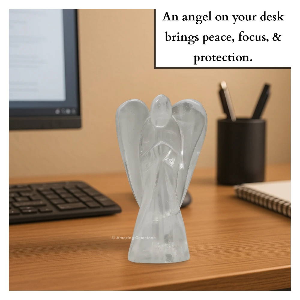 Clear Quartz Angel Figurine (4 Inch)