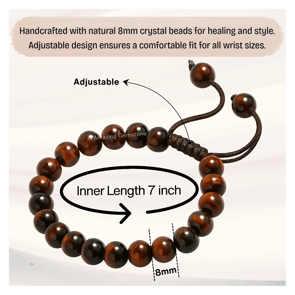 Red Tiger Eye Bracelet (Adjustable)