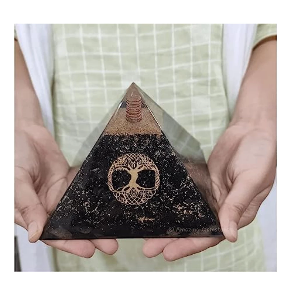 Shungite Orgone Pyramid Tree Of Life (Extra Large)