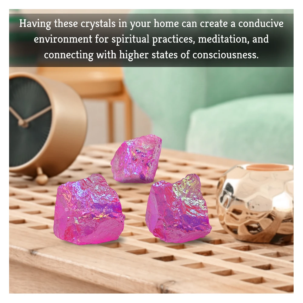 Rose Aura Quartz Raw Crystals (2 Pieces)