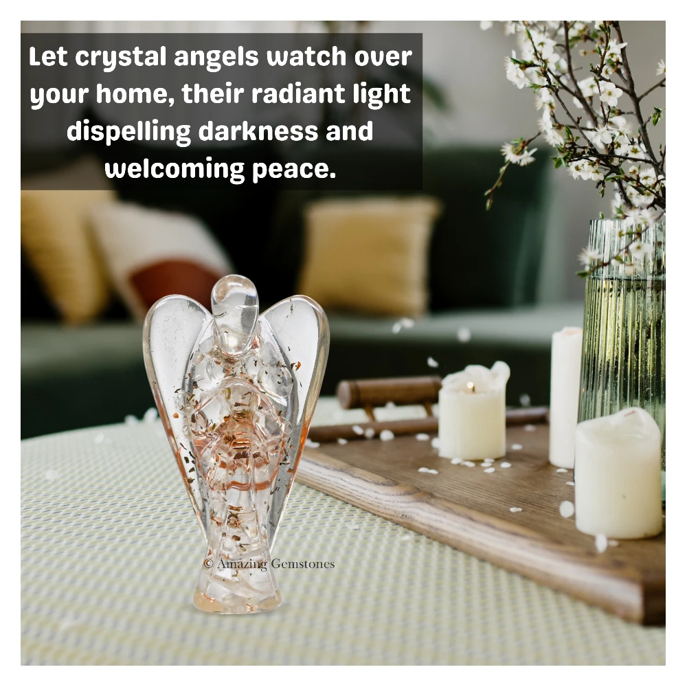 Clear Quartz Orgone Angel Figurine (2 Inch)