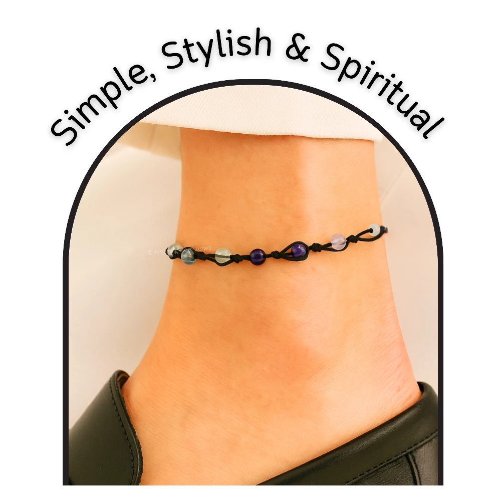 Multi Fluorite Anklet (Hand Knotted)