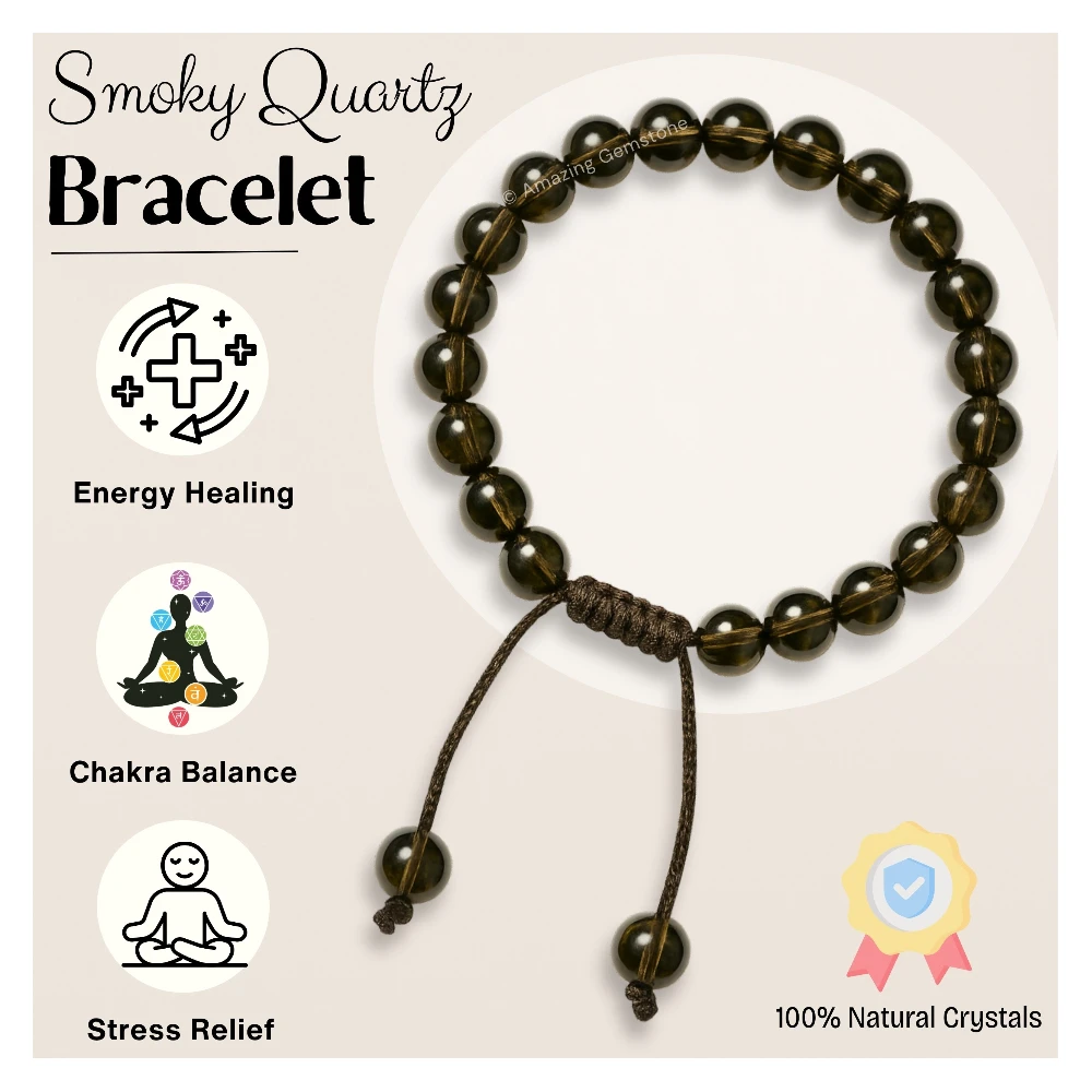 Smoky Quartz Bracelet (Adjustable)