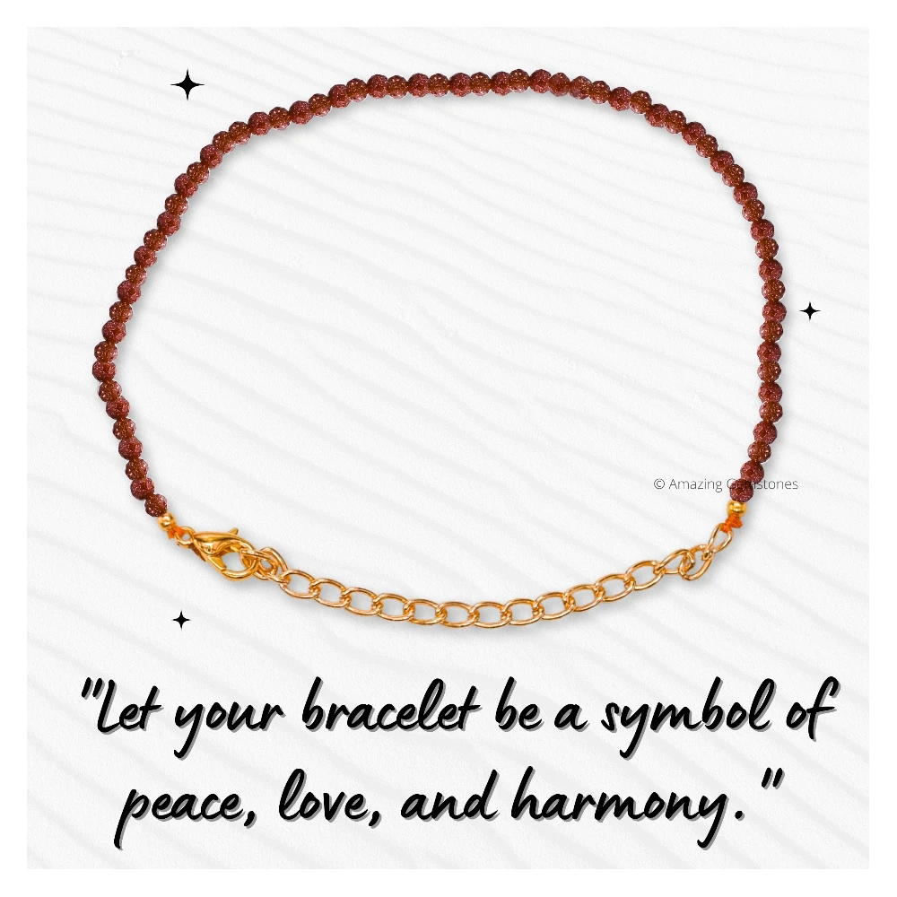 Red Goldstone Crystal Bracelet - 2mm Faceted Bead (Gold)
