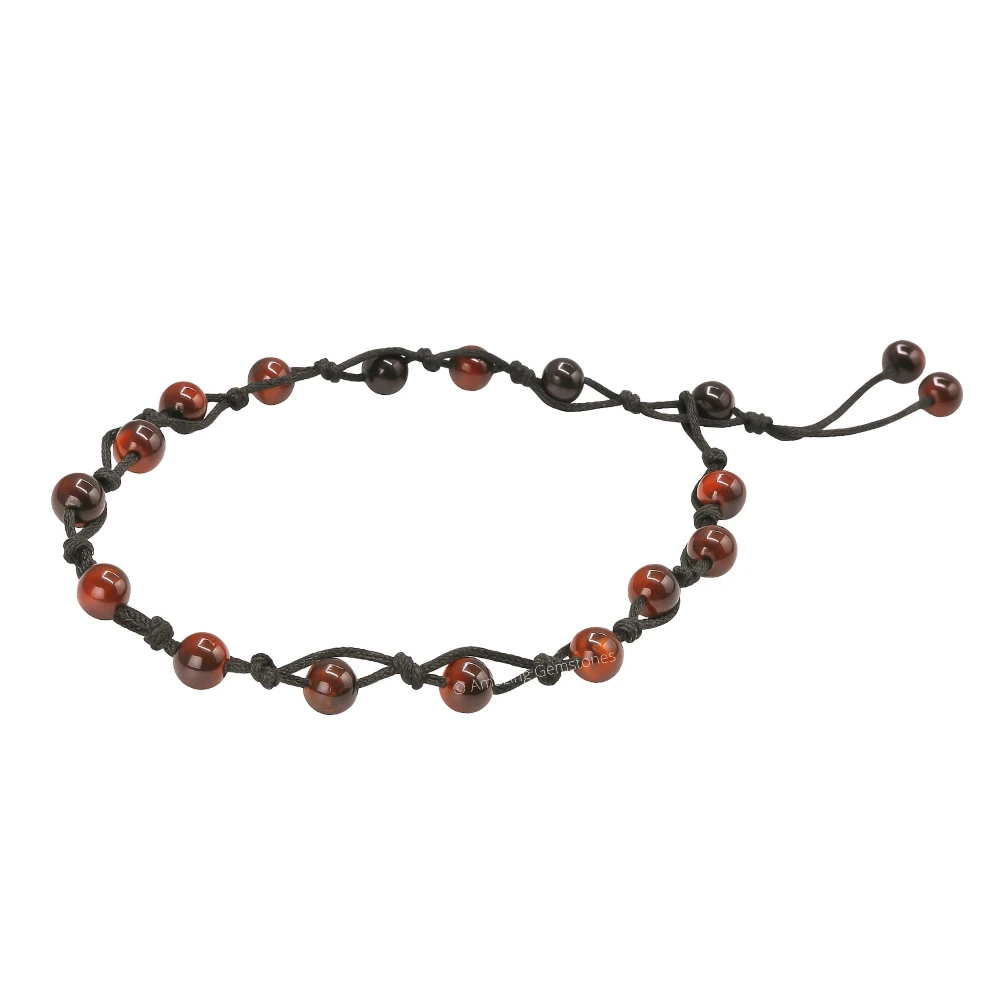 Red Tiger Eye Anklet (Hand Knotted)