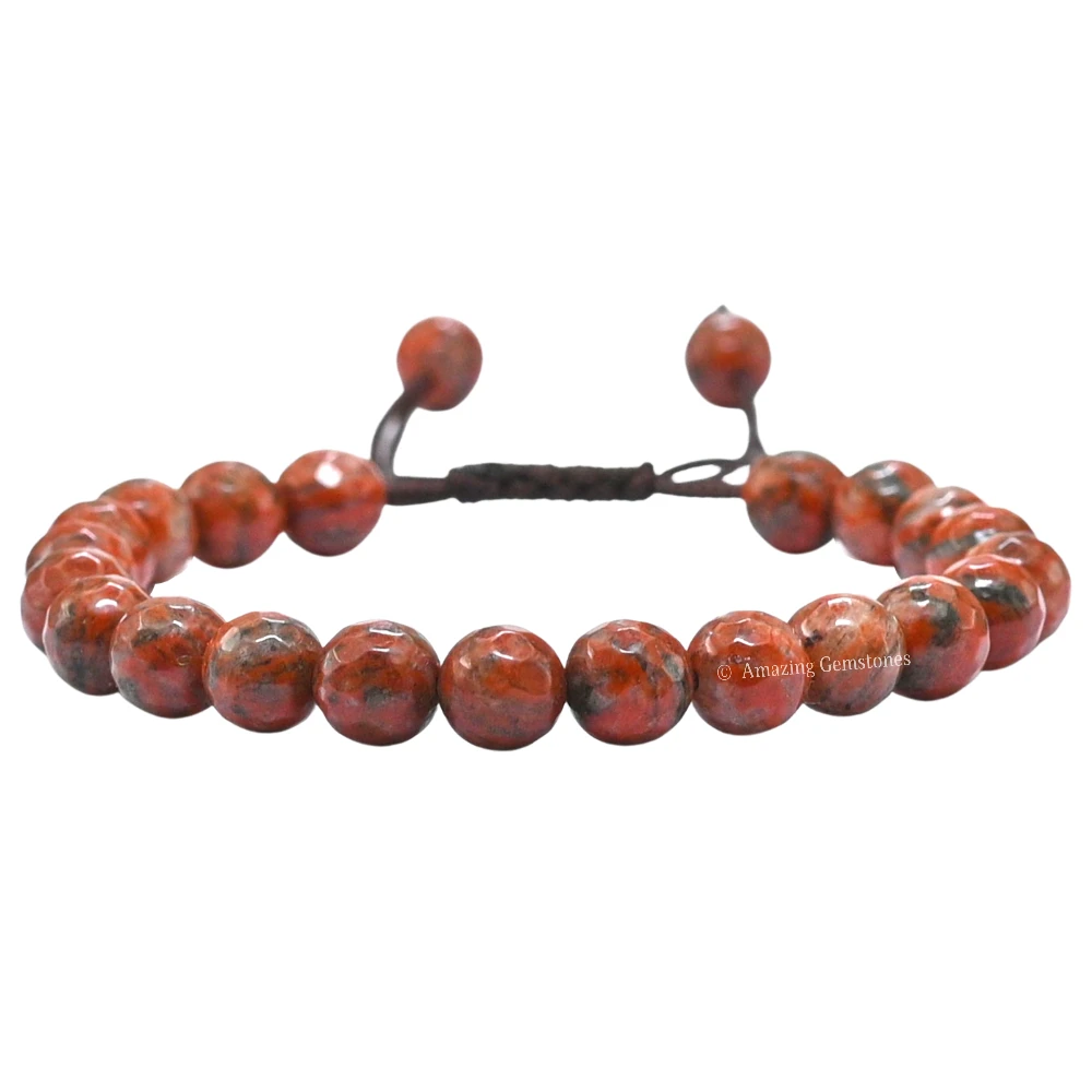 Red Black Jasper Bracelet (Faceted-Adjustable)