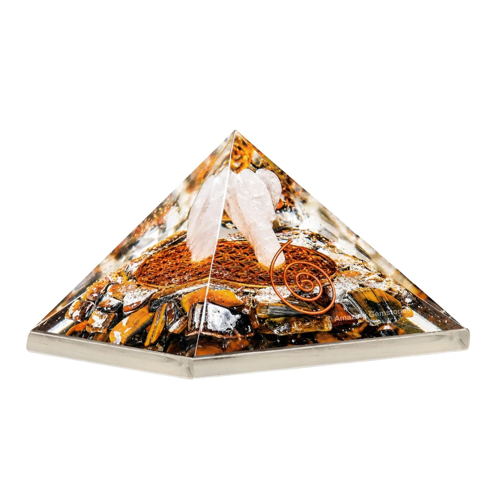 Tiger Eye Orgone Pyramid - Angel Glow in Dark