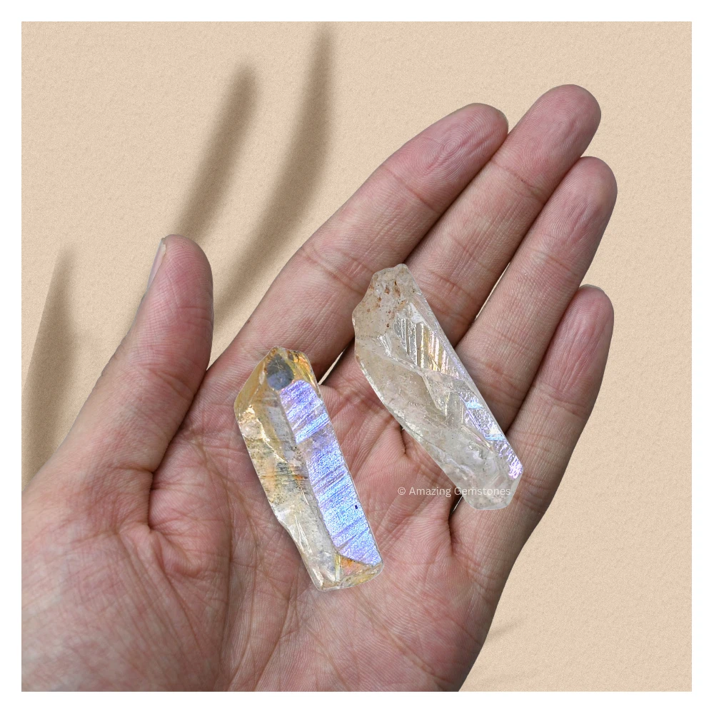 Angel Aura Quartz Raw Crystal Points (5 Pieces)