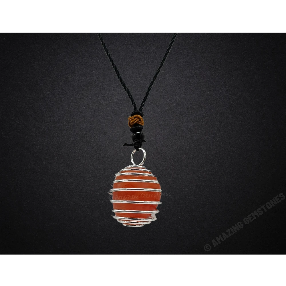 Carnelian Necklace - Spiral Cage with Tumble