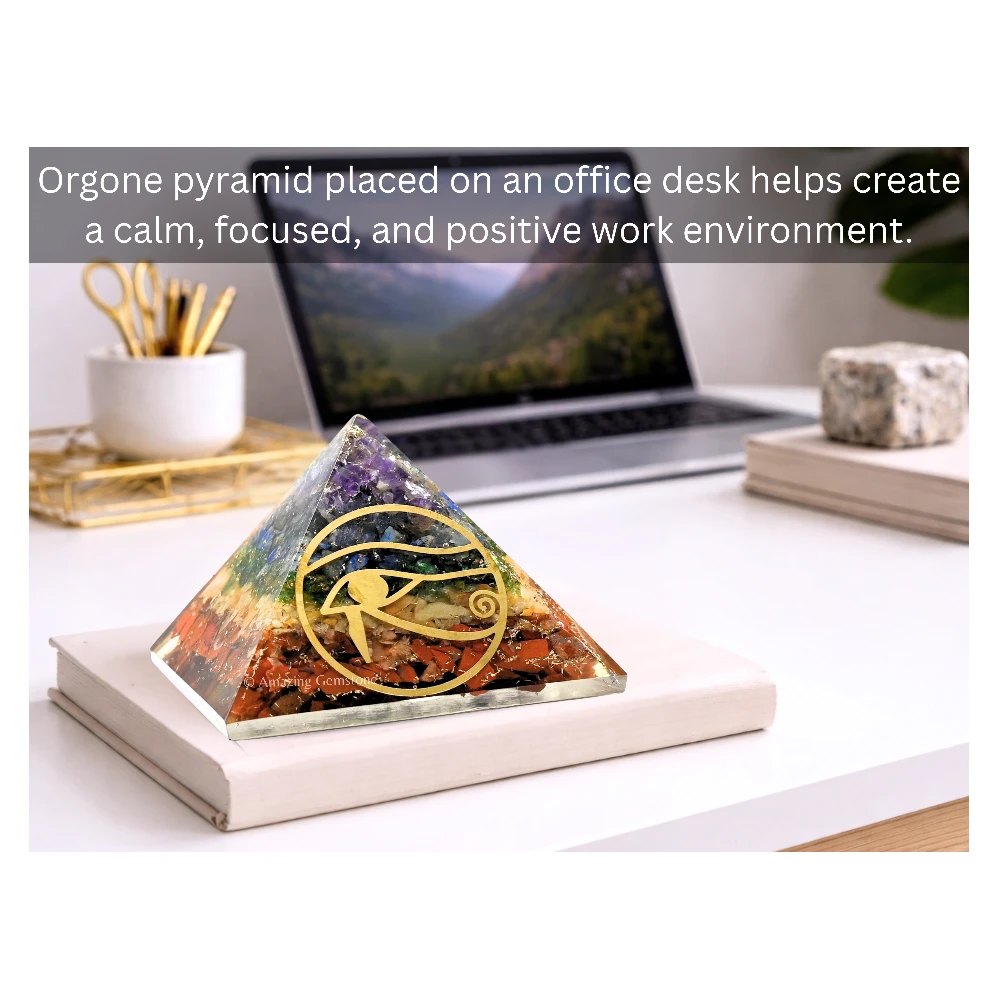 Natural Chakra Orgone Pyramid - Eye of Horus