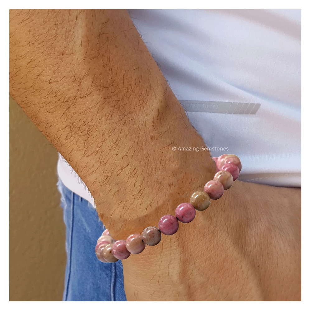 Pink Rhodonite Bracelet (Adjustable)