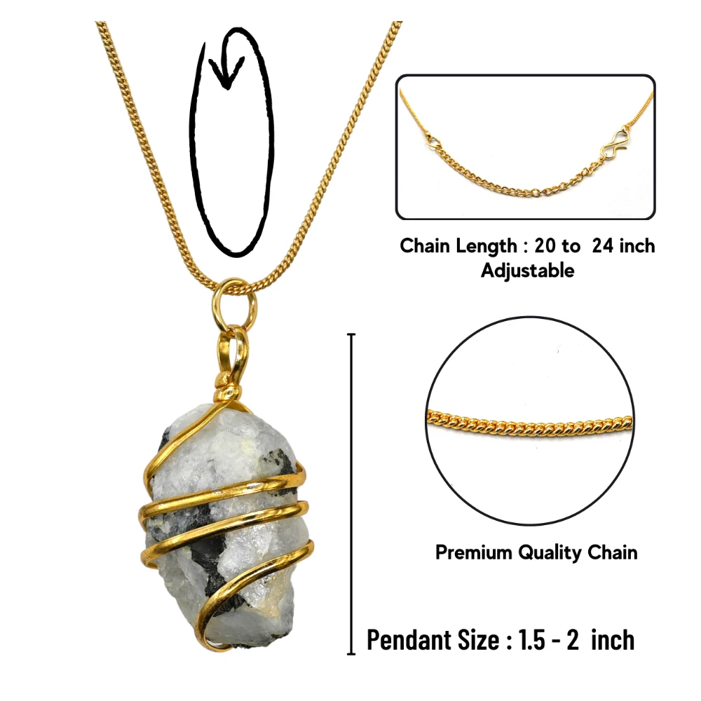 Rainbow Moonstone Necklace - Raw Crystal (Gold)