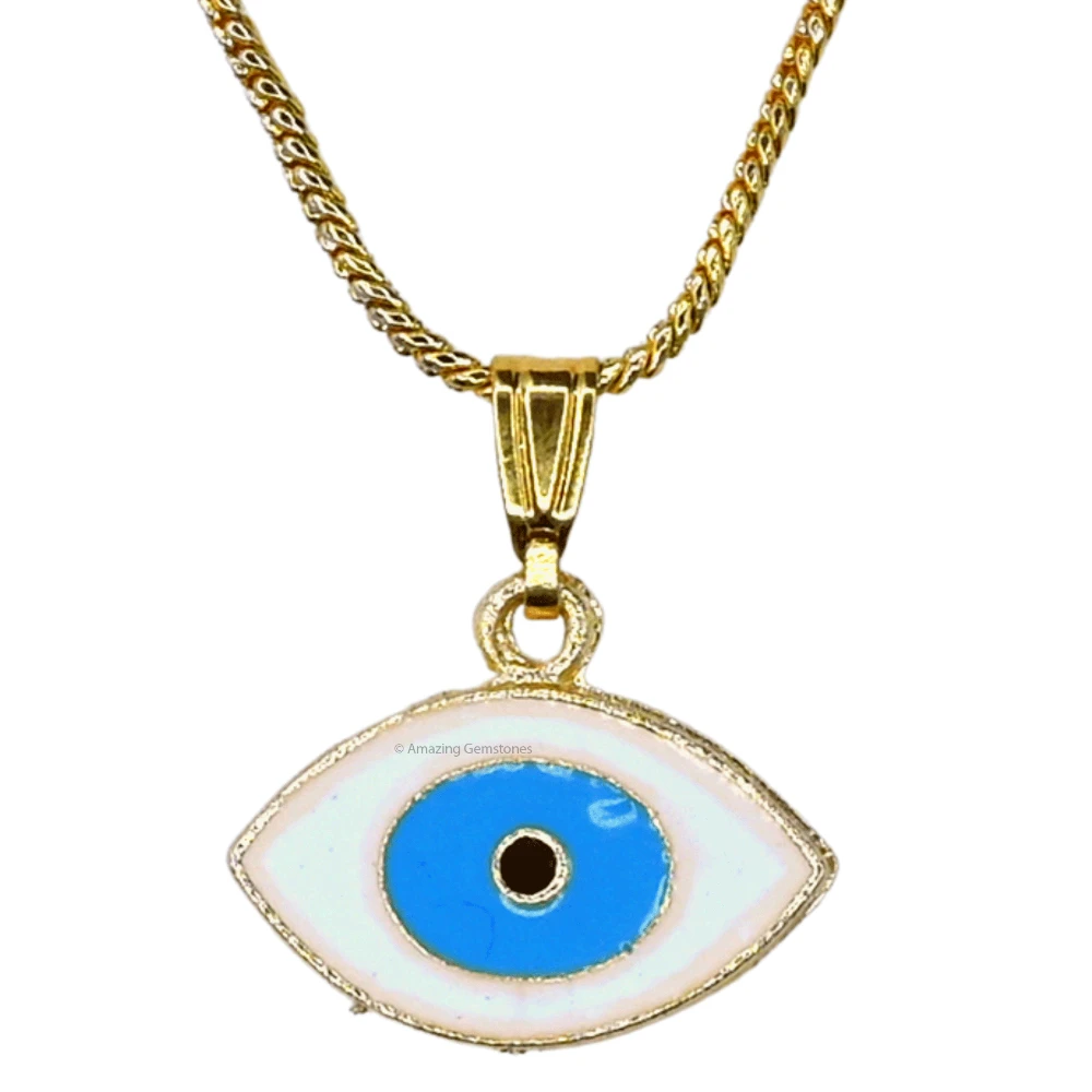 White Evil Eye Pendant (Gold)