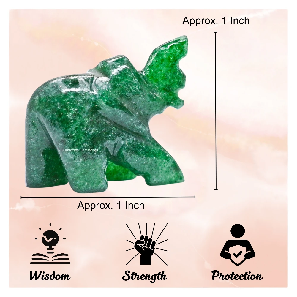 Dark Green Aventurine Mini Elephant Crystal Figurine