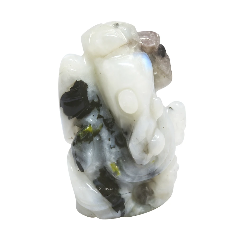 Rainbow Moonstone Ganesha Crystal Idol
