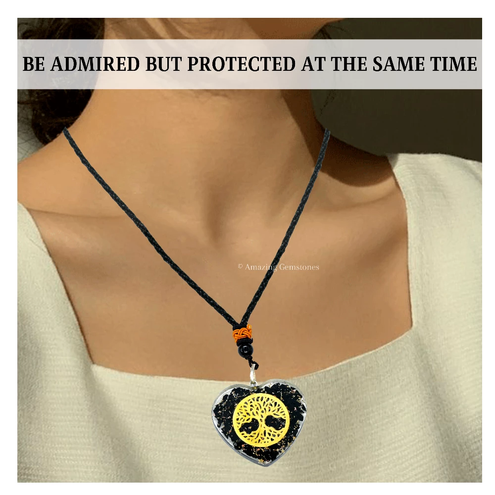 Shungite Necklace - Tree of Life (Heart)