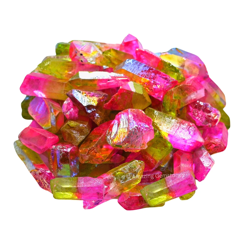 Rose Apple Aura Quartz Raw Crystal Points (2 Pieces)
