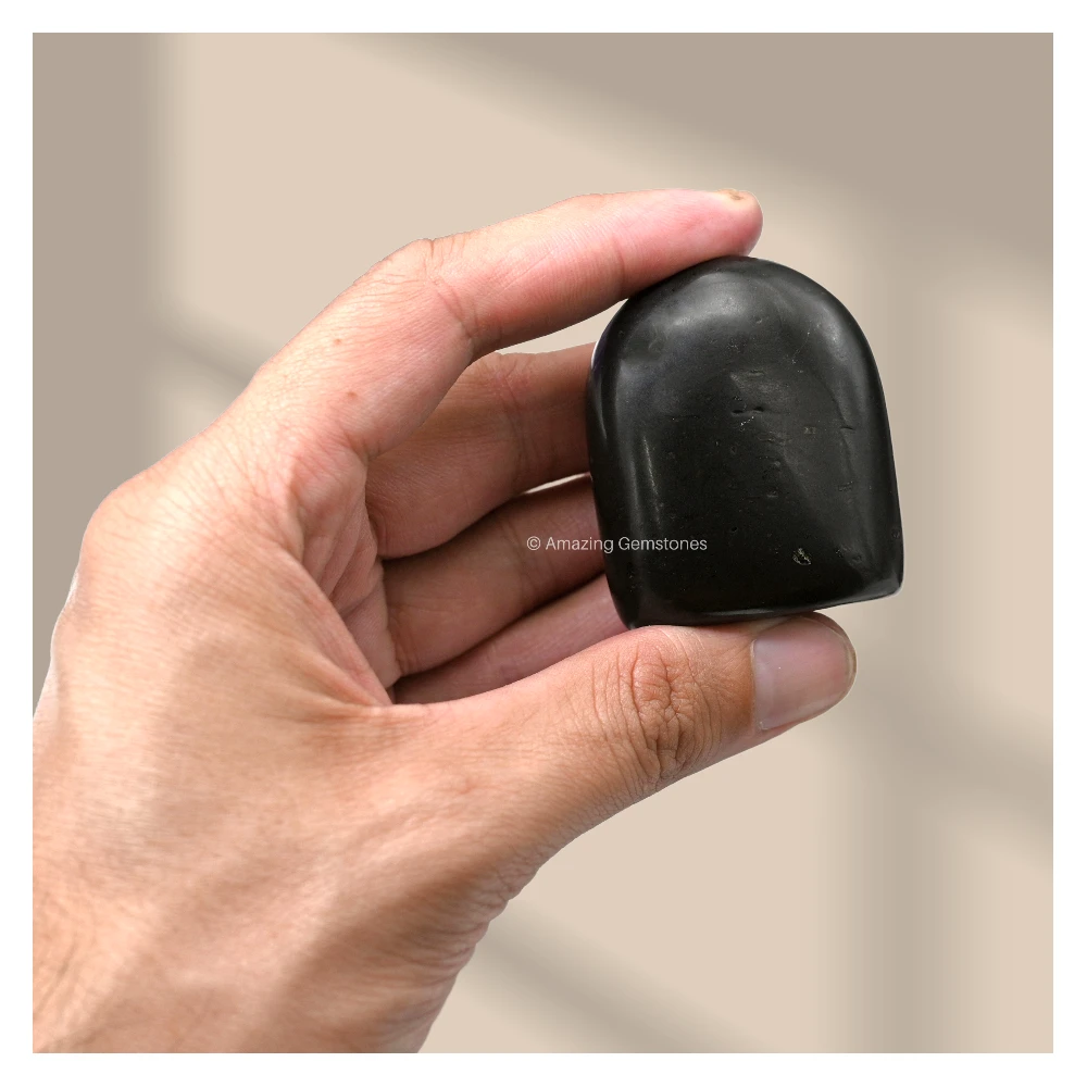 Black Tourmaline Standing Palm Stone (Regular)