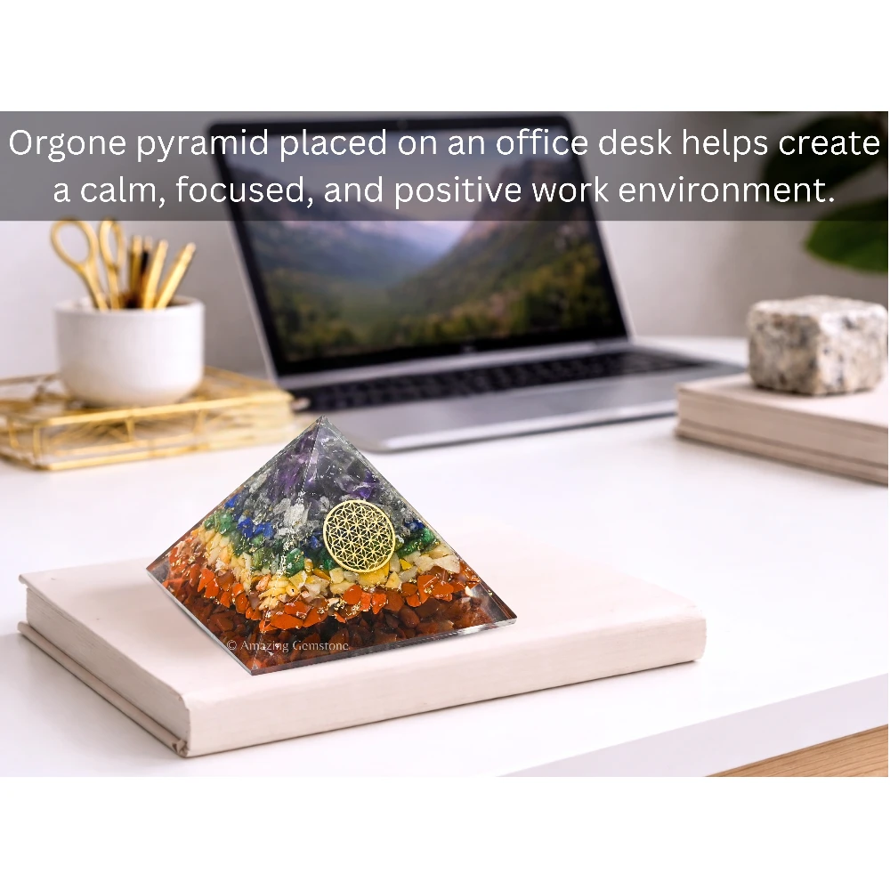 Natural Chakra Orgone Pyramid - Flower of Life