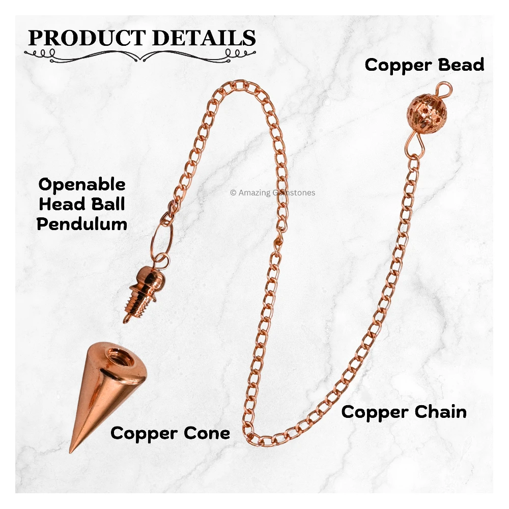 Copper Metal Pendulum - Copper Cone with Ball Head (MP86)