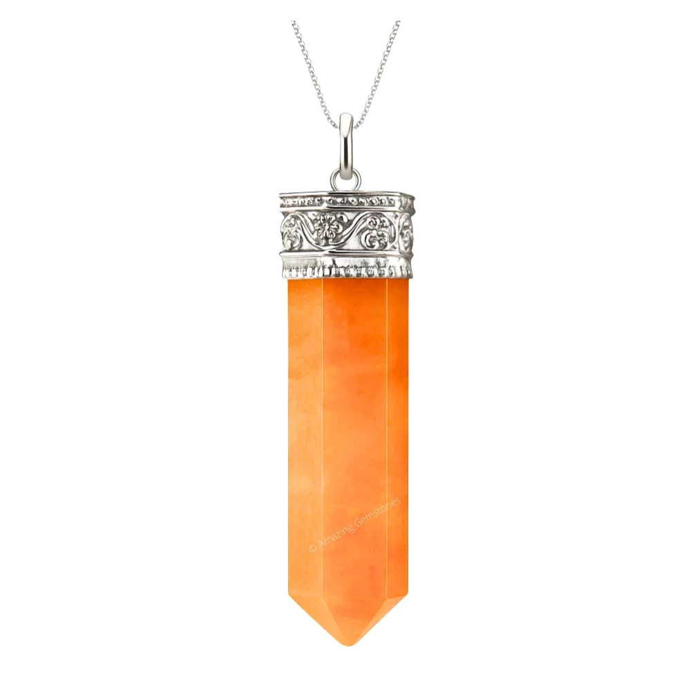Red Aventurine Necklace - Pencil Point (Silver)