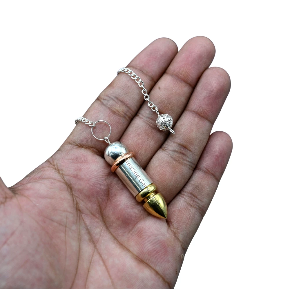 Copper Metal Pendulum - Gold Silver Copper 4 Piece Bullet (MP84)