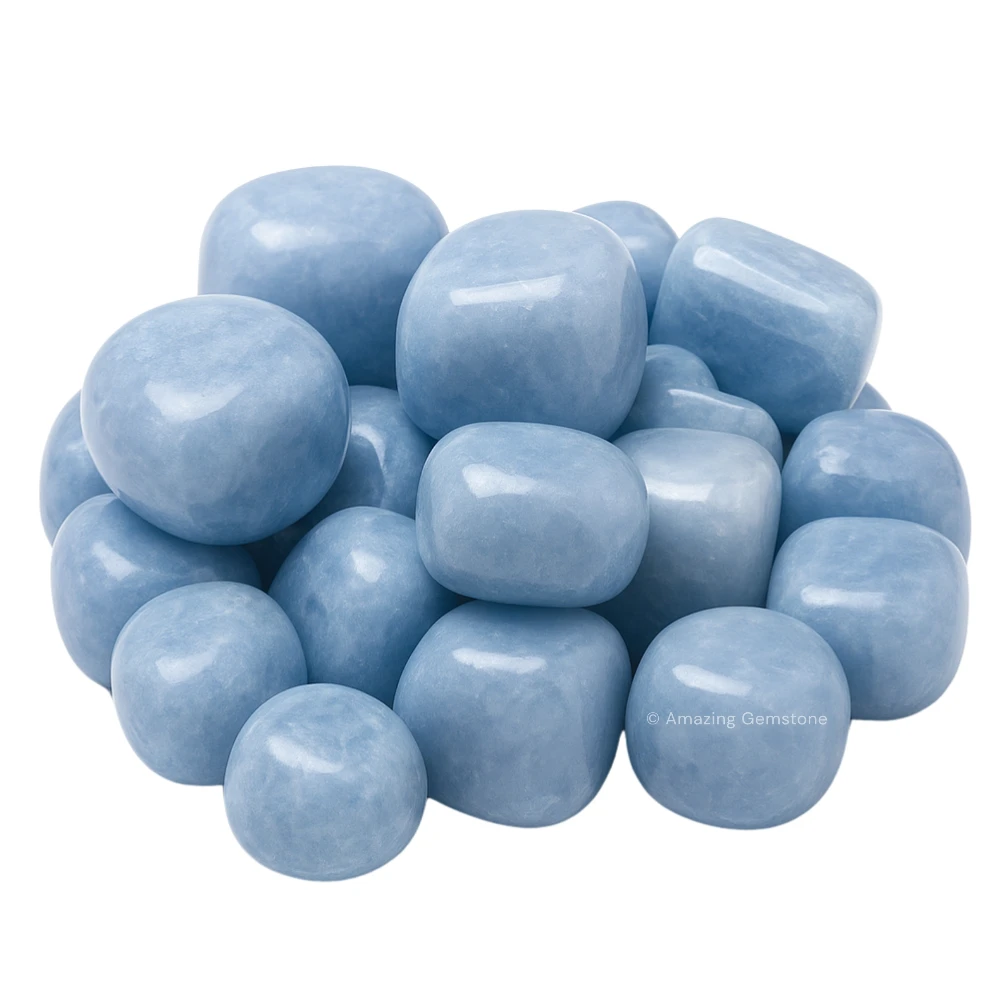 Tumbled Blue Calcite Stone Crystals (1000+ Carats)