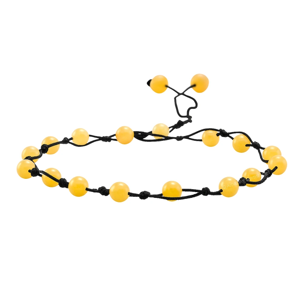 Yellow Calcite Anklet (Hand Knotted)