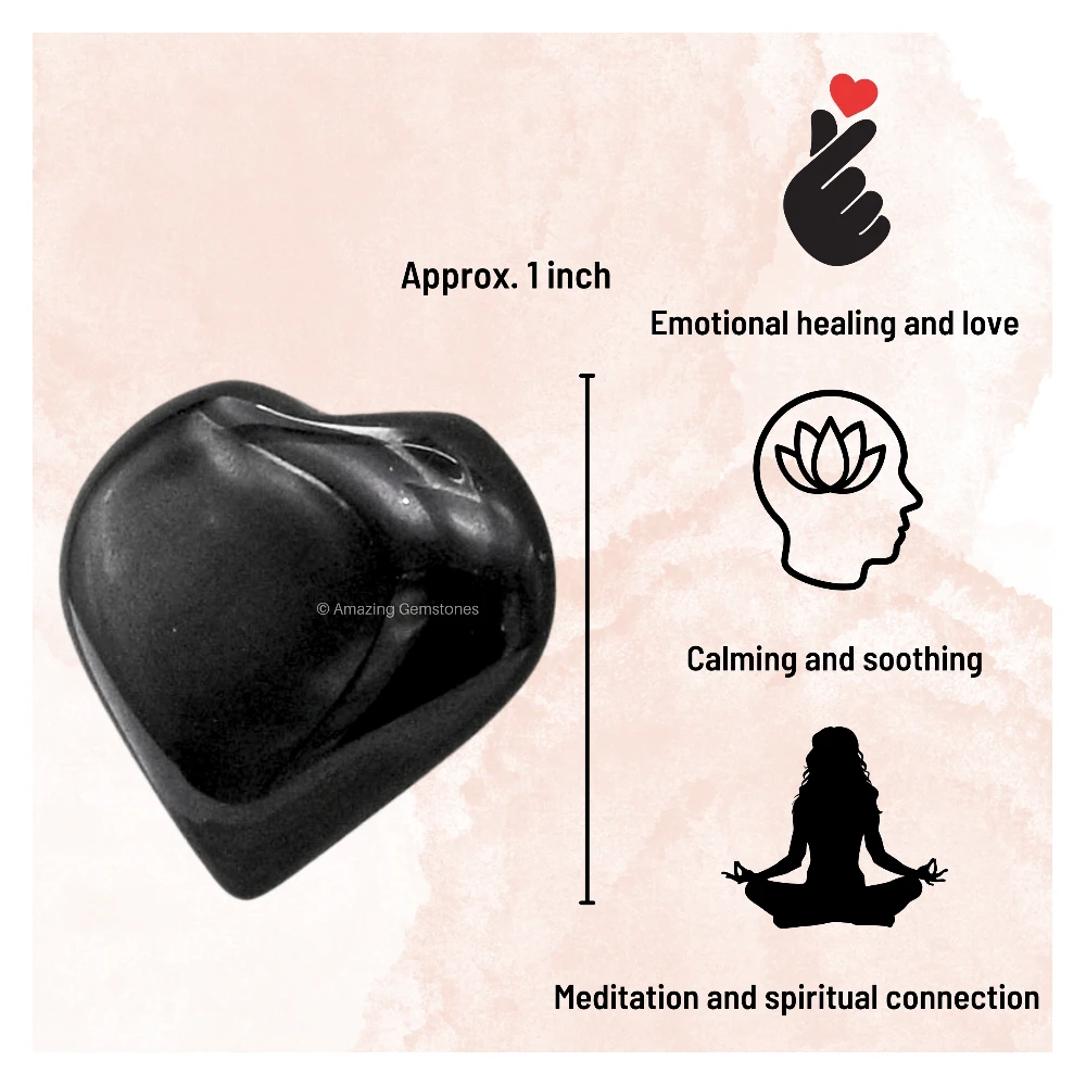 Black Obsidian Heart (Pack of 2)