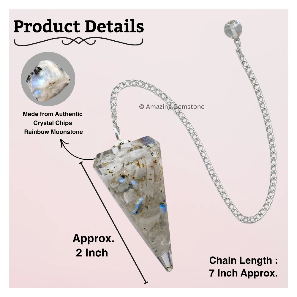 Rainbow Moonstone Orgone Pendulum