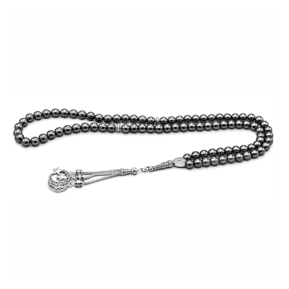 Hematite Crystal Tasbeeh Sibha Prayer Beads (Silver)
