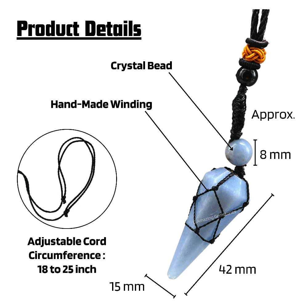 Angelite Pendulum Pendant Necklace (Macrame)