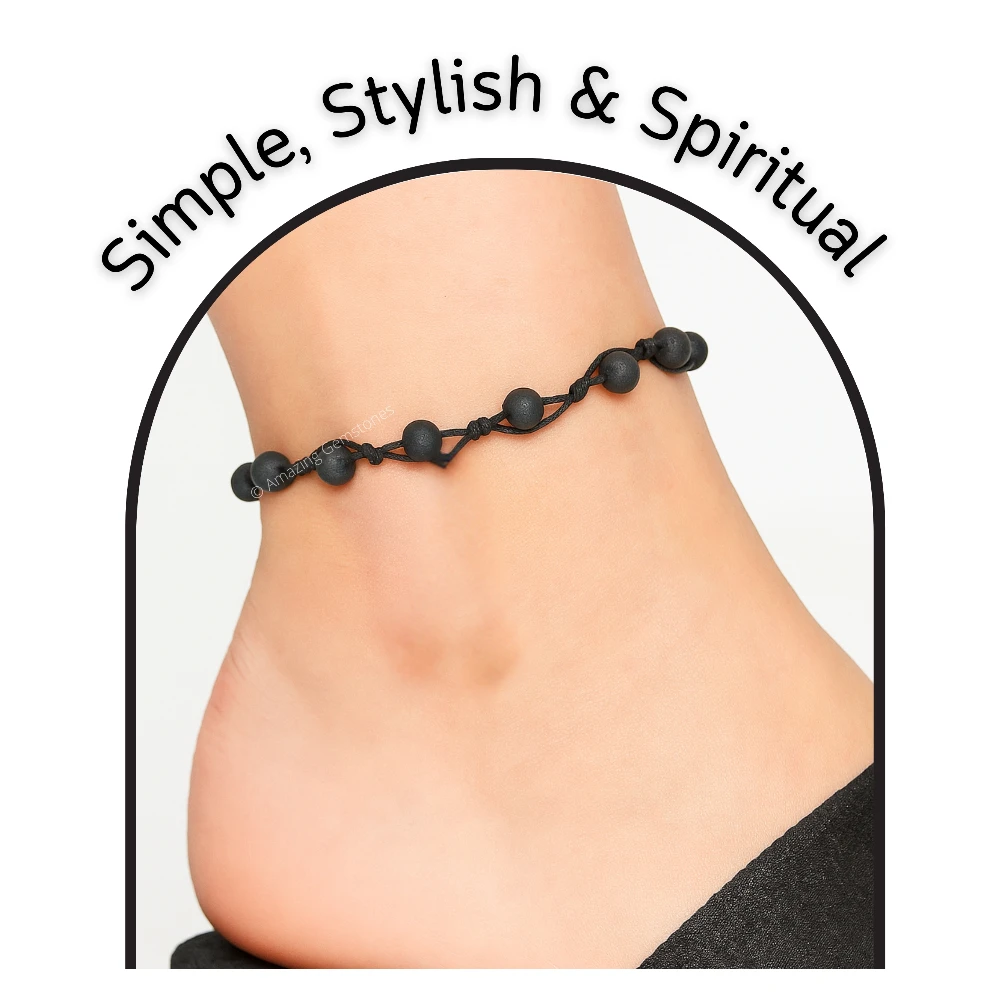 Lava Stone Anklet (Hand Knotted)