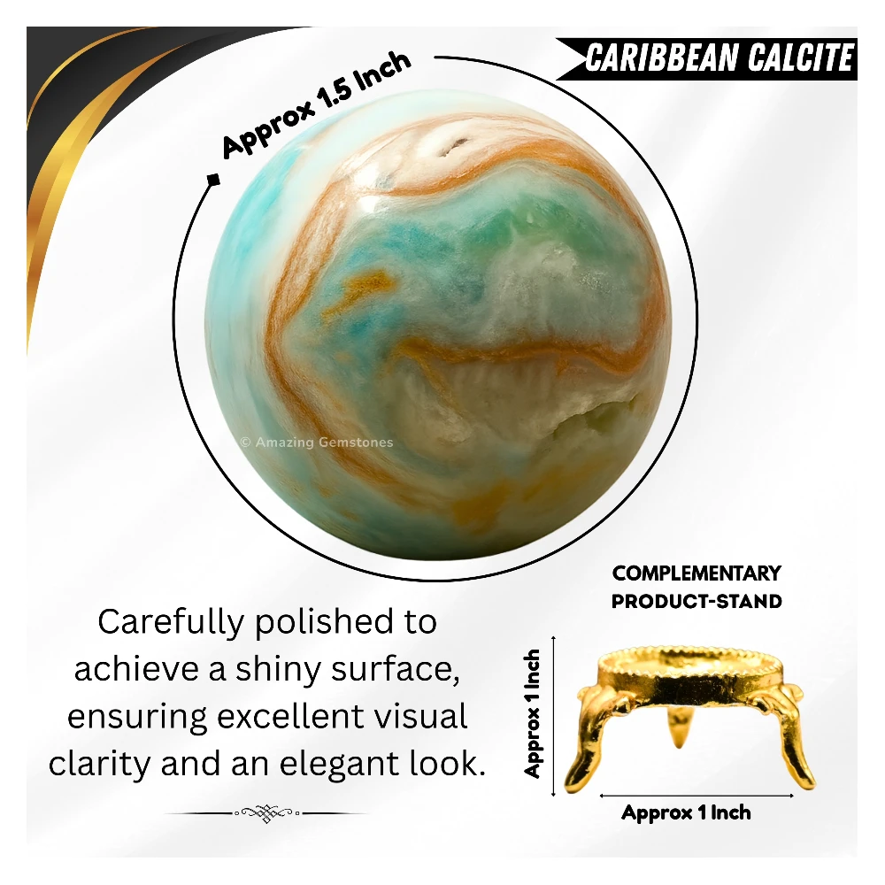 Caribbean Calcite Sphere (1.5 Inch)