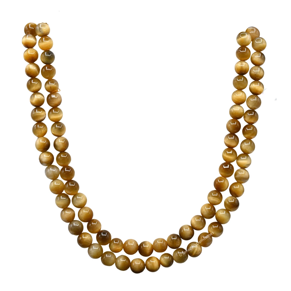 Yellow Cat's Eye Mala (Without Knot)
