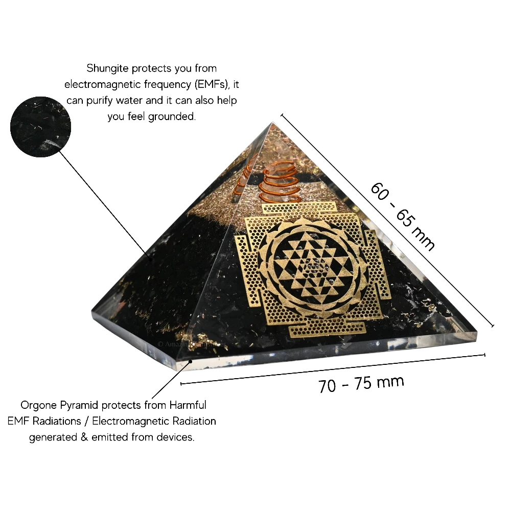 Shungite Orgone Pyramid - Big Sri Yantra