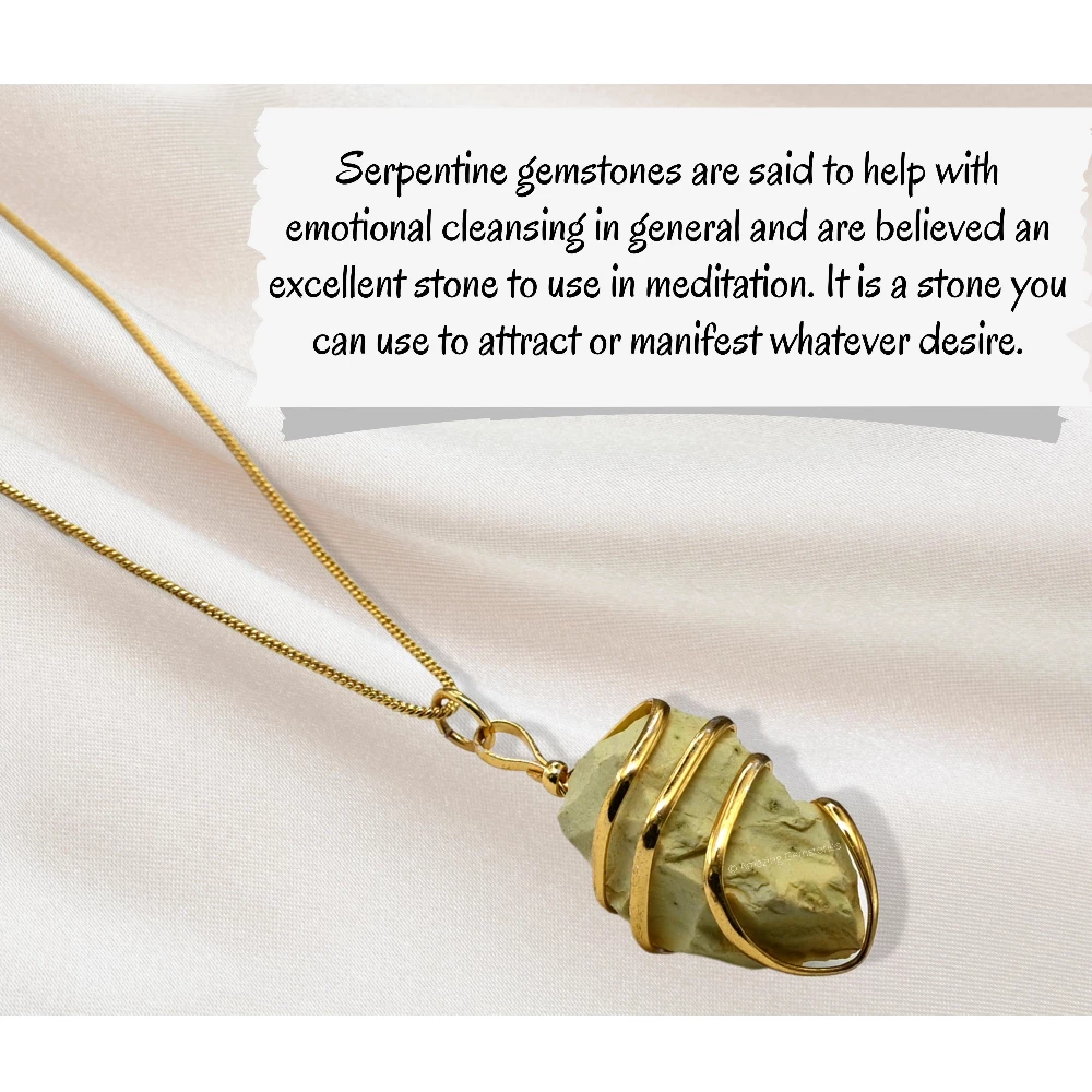 Serpentine Necklace - Raw Crystal (Gold)