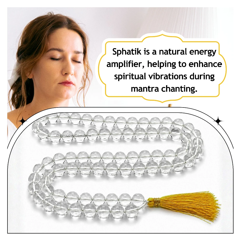 Sphatik Mala - AB Grade 8mm Beads (Without Knot)