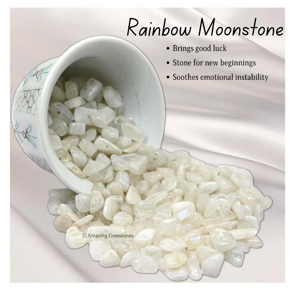 Rainbow Moonstone Chips - Pre Drilled
