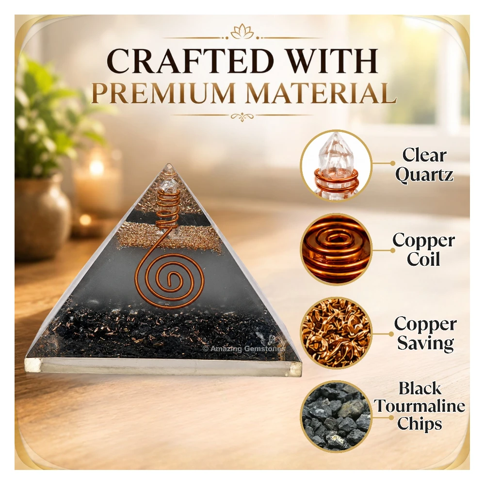 Black Tourmaline Orgone Pyramid - Glow in Dark