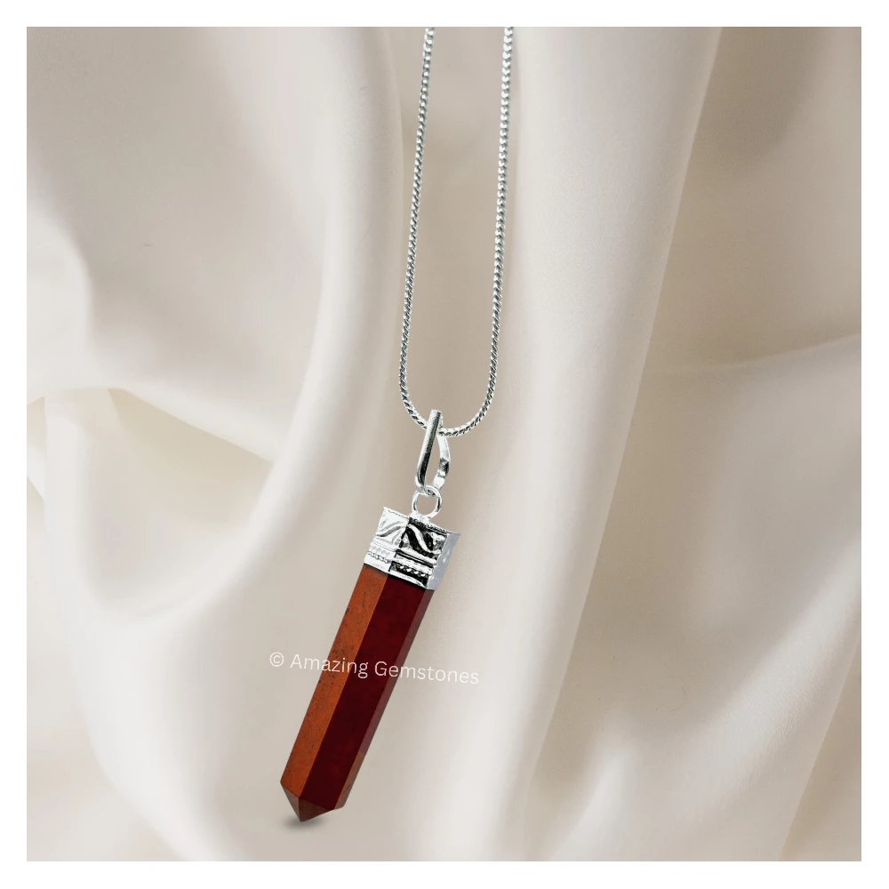 Red Jasper Necklace - Pencil Point (Silver)